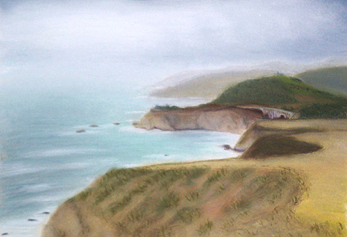 Mist Over Bixby Bridge, Soft Pastel on Paper, 9x12, 2006.