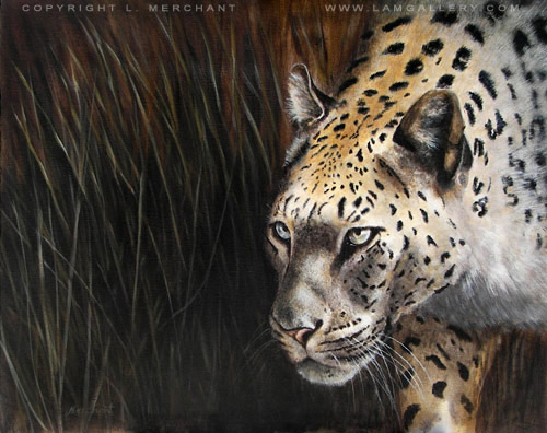 Leopard in the Grass, Acrylics, 16x20, 2006.