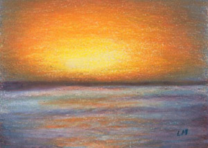 Sunset at Monterey Bay, Colored Pencil, 2006.