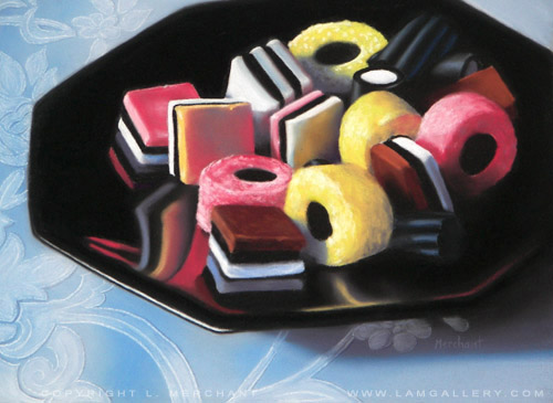 Allsorts Licorice, Soft Pastels, 9x12, 2007.