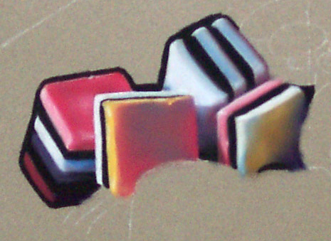 Allsorts Licorice, Soft Pastels, 9x12, 2007.