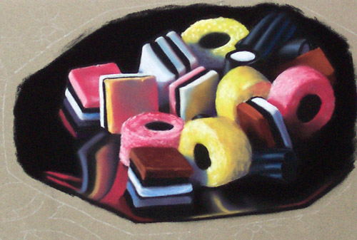 Allsorts Licorice, Soft Pastels, 9x12, 2007.