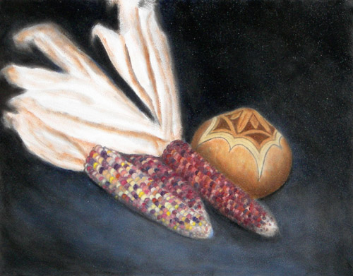 Indian Corn, Oils, 9x12, 2007.