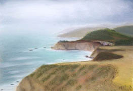 Mist Over Bixby Bridge, Soft Pastel on Paper, 9x12, 2006.