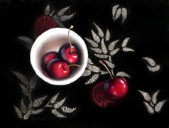 Bowl of Cherries, from Dianna Ponting Workshop, Soft Pastel on La Carte, 9x12, 2006.