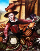 Study of Market Woman with Vegetable Stall, by Pieter Aertsen. 11x14, Oil on Panel, 2008.