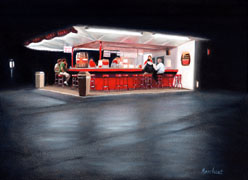 Dinner at the White Turkey, Oil on Panel, 9x12, 2008.