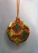 Green and Gold Ball Ornament, Oil on Panel, 2013.